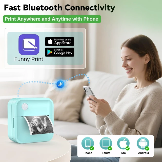 Alt view image 3 of 7 - Label Maker Machine with Tape - Mini Sticker Printer Bluetooth Label Printer for Home Office Organization, Portable Thermal Sticker Maker Print Pod with Multiple Templates for Phone