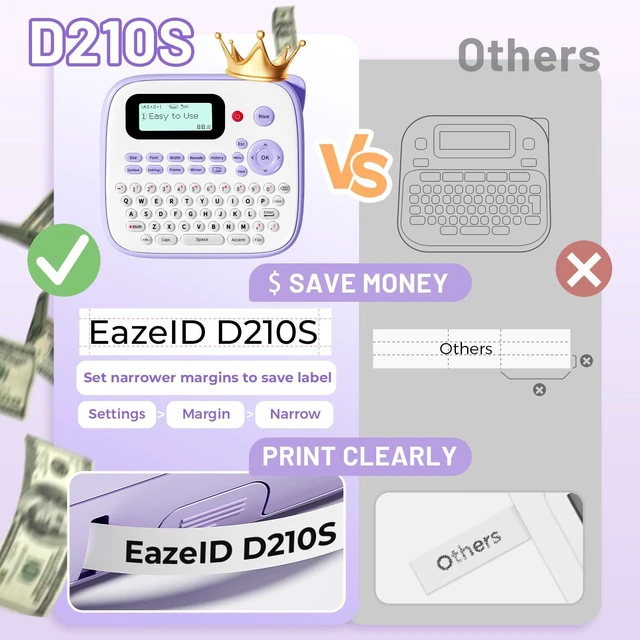 Alt view image 3 of 7 - D210S Label Maker Machine with-Tape, Label Maker Waterproof-Labels 12mm, Portable Labeler Purple for Teachers Kids, Desktop Labeler with Multiple Symbols &Fonts for Home Office School Supplies
