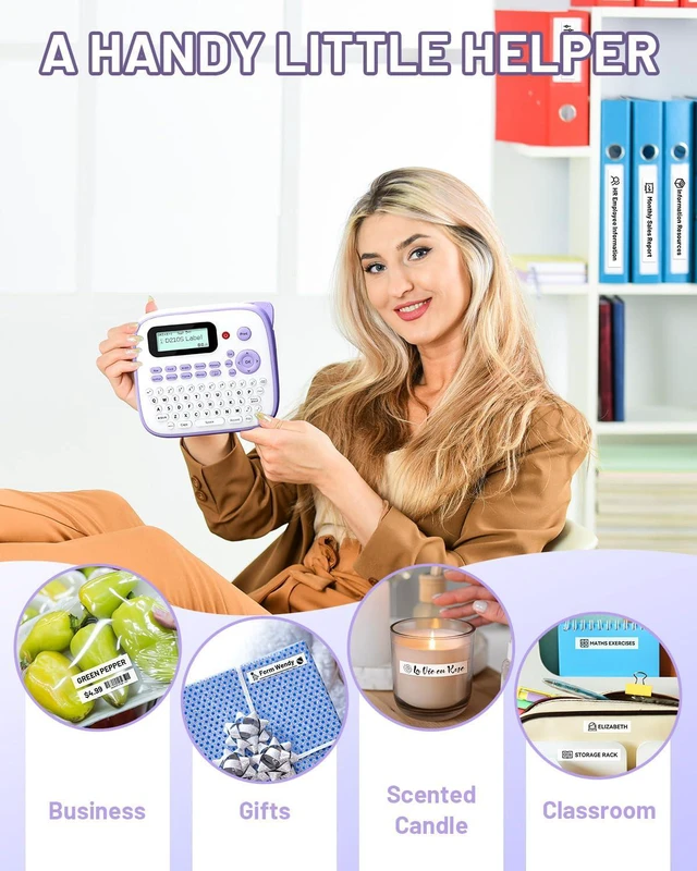 Alt view image 2 of 7 - D210S Label Maker Machine with-Tape, Label Maker Waterproof-Labels 12mm, Portable Labeler Purple for Teachers Kids, Desktop Labeler with Multiple Symbols &Fonts for Home Office School Supplies