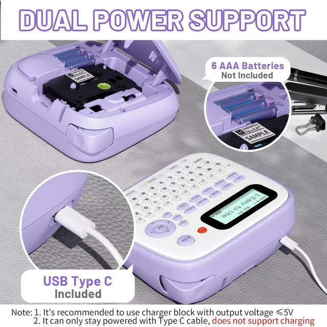 Alt view image 6 of 7 - D210S Label Maker Machine with-Tape, Label Maker Waterproof-Labels 12mm, Portable Labeler Purple for Teachers Kids, Desktop Labeler with Multiple Symbols &Fonts for Home Office School Supplies