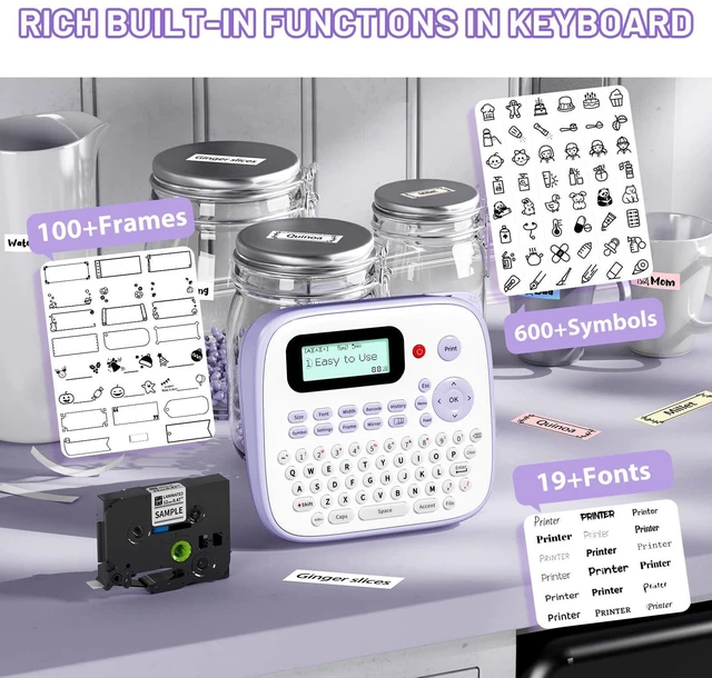 Alt view image 4 of 7 - D210S Label Maker Machine with-Tape, Label Maker Waterproof-Labels 12mm, Portable Labeler Purple for Teachers Kids, Desktop Labeler with Multiple Symbols &Fonts for Home Office School Supplies
