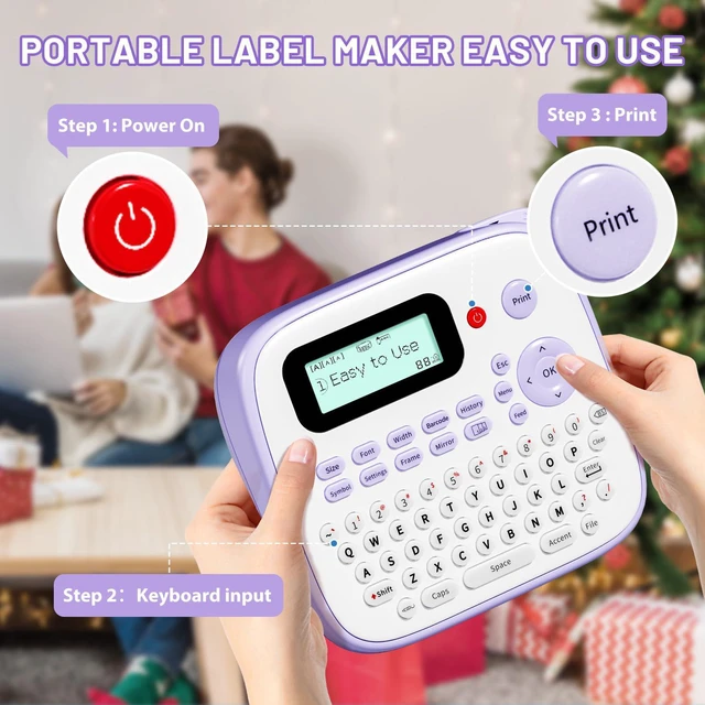 Alt view image 7 of 7 - D210S Label Maker Machine with-Tape, Label Maker Waterproof-Labels 12mm, Portable Labeler Purple for Teachers Kids, Desktop Labeler with Multiple Symbols &Fonts for Home Office School Supplies