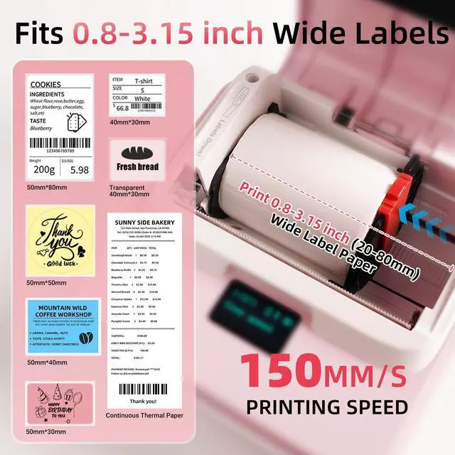 Alt view image 2 of 7 - Label Maker Machine with Tape, T003 Thermal Label Maker, 2 Inch Bluetooth Label Printer Compatible with Phone & PC, Sticker Printer Barcode Thermal Maker for Small Business, Home, School
