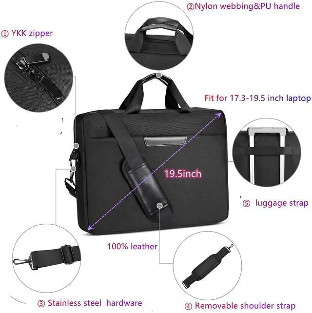 Alt view image 2 of 7 - Premium Black,17.3-18.4Inch Laptop Briefcase with Cross-Body Shoulder, DVD Player bag,Painting board bagLaptop case Fits Dell, HP, ASUS,MacBook Pro, 3-layer Design,Durable,LIGHTWEIGHT
