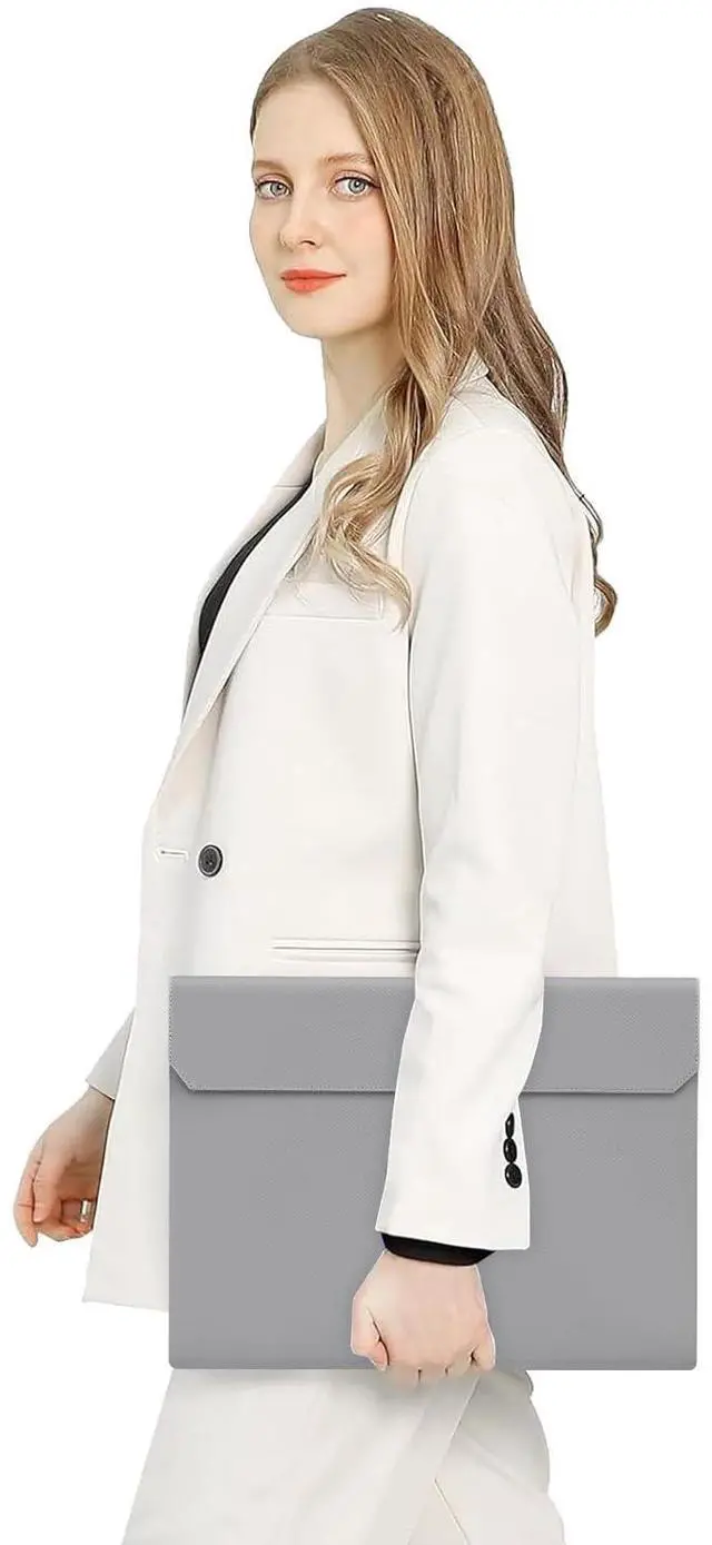 Alt view image 6 of 6 - Portable Monitor Case Sleeve 16.1 inch, Carrying Case for Most 15.6-16.1 inch Portable Travel Display Monitor Laptop, PU Leather Laptop Display Bag with Front Pocket, Gray