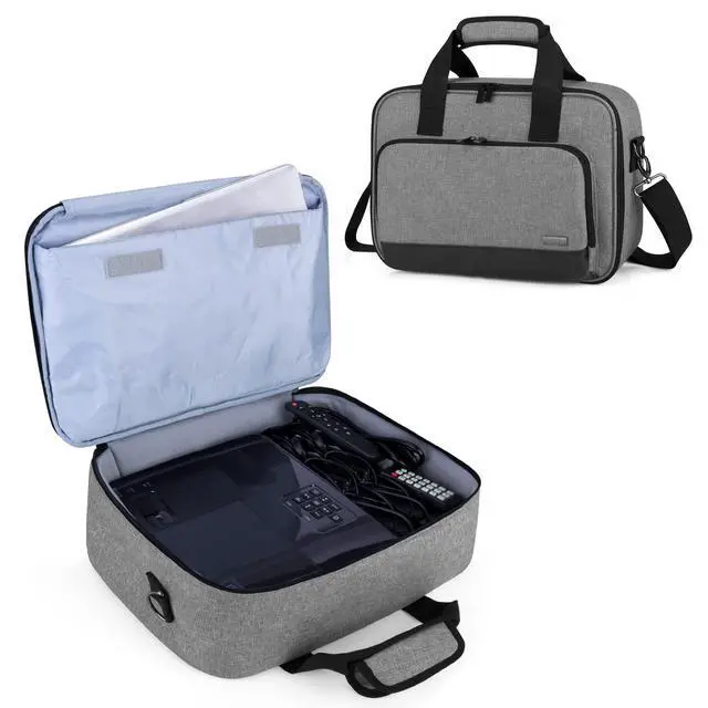 Main image of Projector Case, Projector Bag with Protective Laptop Sleeve, Projector Carrying Case with Accessories Pockets, Large(16 x 11.5 x 5.75 Inches), Gray