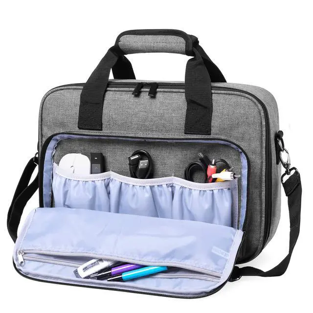 Alt view image 2 of 7 - Projector Case, Projector Bag with Protective Laptop Sleeve, Projector Carrying Case with Accessories Pockets, Large(16 x 11.5 x 5.75 Inches), Gray