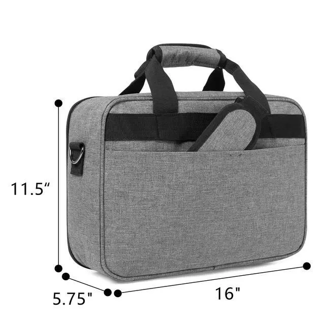 Alt view image 5 of 7 - Projector Case, Projector Bag with Protective Laptop Sleeve, Projector Carrying Case with Accessories Pockets, Large(16 x 11.5 x 5.75 Inches), Gray