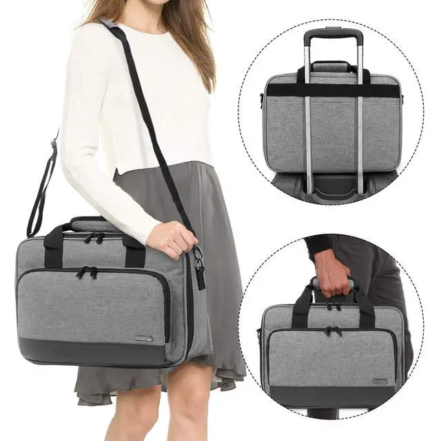 Alt view image 6 of 7 - Projector Case, Projector Bag with Protective Laptop Sleeve, Projector Carrying Case with Accessories Pockets, Large(16 x 11.5 x 5.75 Inches), Gray