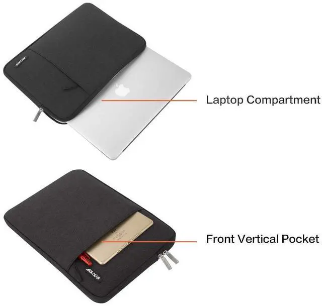 Alt view image 4 of 6 - Laptop Case 18.5 inch, 18-18.5 inch Laptop Sleeve Compatible with ASUS Gaming Monitor HP Dell Lenovo Notebook, Polyester Vertical Computer Sleeve Bag with Pocket, Black