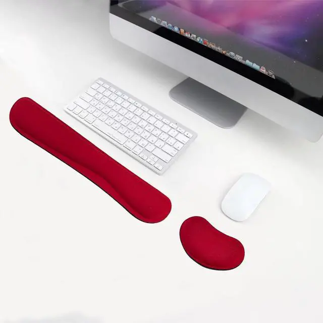Alt view image 7 of 7 - Keyboard Wrist Rest and Mouse Wrist Rest Set - Ergonomic Memory Foam Wrist Cushion - for Wrist Support on Computer, Laptop, Office, Playing Games, Typing Relieves Wrist Pain Red