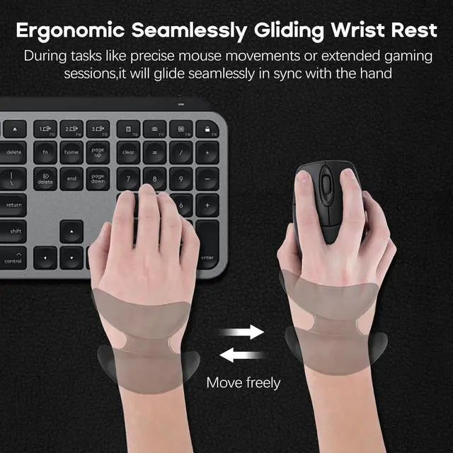 Alt view image 4 of 7 - Ergonomic Wrist Rest for Mouse, Dual Palm-Wrist Support, Black | Curved Design for Wrist Pain Relief, Lightweight Portable, Glides Smoothly with Hand and Mouse