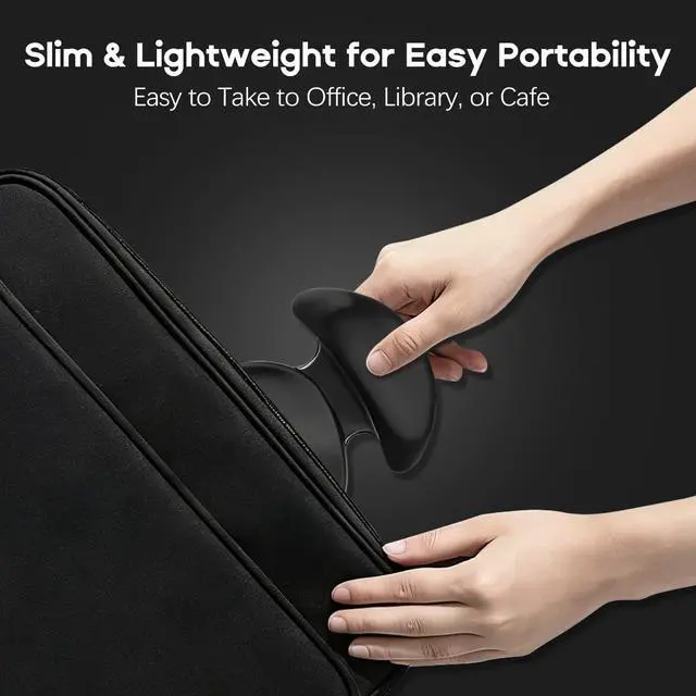 Alt view image 6 of 7 - Ergonomic Wrist Rest for Mouse, Dual Palm-Wrist Support, Black | Curved Design for Wrist Pain Relief, Lightweight Portable, Glides Smoothly with Hand and Mouse