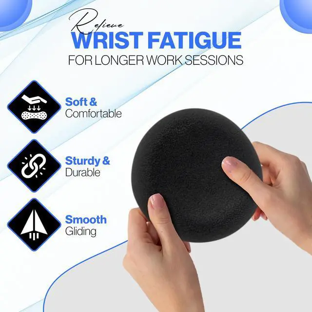 Alt view image 4 of 7 - Comfy Glide Palm/Wrist Rest - Smooth Gliding Left and Right-Hand Ergonomic Memory Foam Wrist Support for Mouse or Keyboard - Anti-Fatigue - Stress and Pain Relief for Carpal Tunnel - Jet Black
