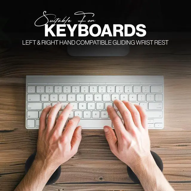 Alt view image 5 of 7 - Comfy Glide Palm/Wrist Rest - Smooth Gliding Left and Right-Hand Ergonomic Memory Foam Wrist Support for Mouse or Keyboard - Anti-Fatigue - Stress and Pain Relief for Carpal Tunnel - Jet Black