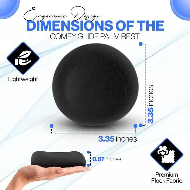 Alt view image 6 of 7 - Comfy Glide Palm/Wrist Rest - Smooth Gliding Left and Right-Hand Ergonomic Memory Foam Wrist Support for Mouse or Keyboard - Anti-Fatigue - Stress and Pain Relief for Carpal Tunnel - Jet Black