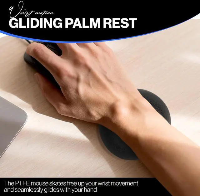 Alt view image 3 of 7 - Comfy Glide Palm/Wrist Rest - Smooth Gliding Left and Right-Hand Ergonomic Memory Foam Wrist Support for Mouse or Keyboard - Anti-Fatigue - Stress and Pain Relief for Carpal Tunnel - Jet Black