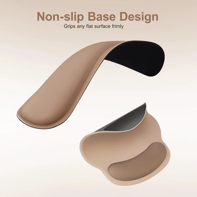 Alt view image 4 of 7 - Wrist Rest Support for Mouse Pad&Keyboard Set, Mocha | Streamline Ergonomic Mousepad&Coaster Non-Slip Base Home/Office Pain Relief&Easy Typing Pad with Soft Cloth&Silicone Lining