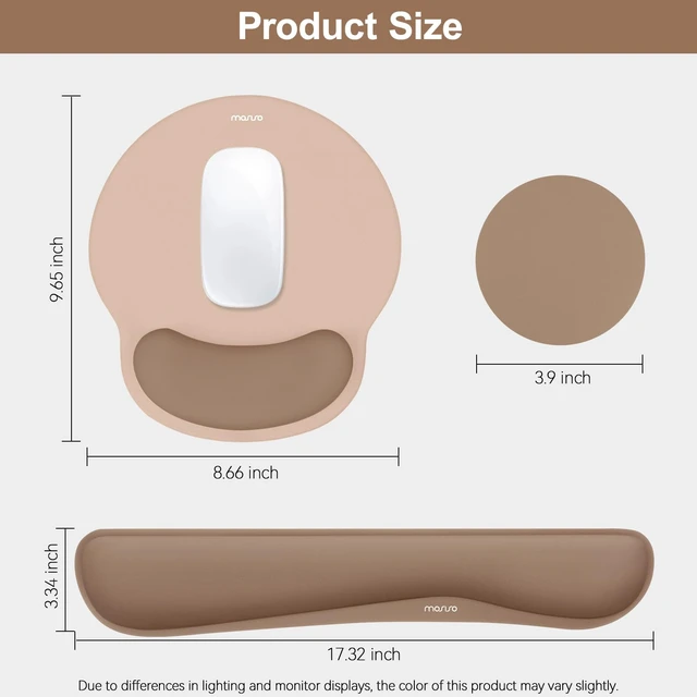 Alt view image 6 of 7 - Wrist Rest Support for Mouse Pad&Keyboard Set, Mocha | Streamline Ergonomic Mousepad&Coaster Non-Slip Base Home/Office Pain Relief&Easy Typing Pad with Soft Cloth&Silicone Lining