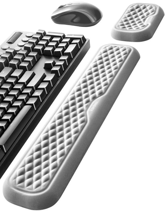 Main image of Wrist Rest for Keyboard and Mouse, Computer Ergonomic Wrist Support Pad, Soft Memory Foam Arm Cushion for Desk, Palm Hand Office Laptop Typing-Gray