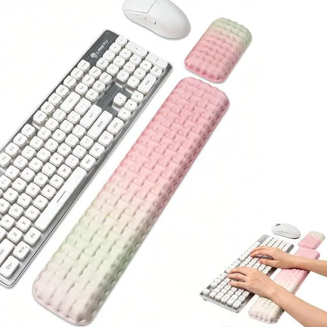 Main image of Ergonomic Keyboard and Mouse Wrist Rest Set - Wrist Support for Mouse, Computer Wrist Cushion Combo, Soft Memory Foam Wrist Support for Keyboard, Laptop, Mac, Office, Work, Gaming