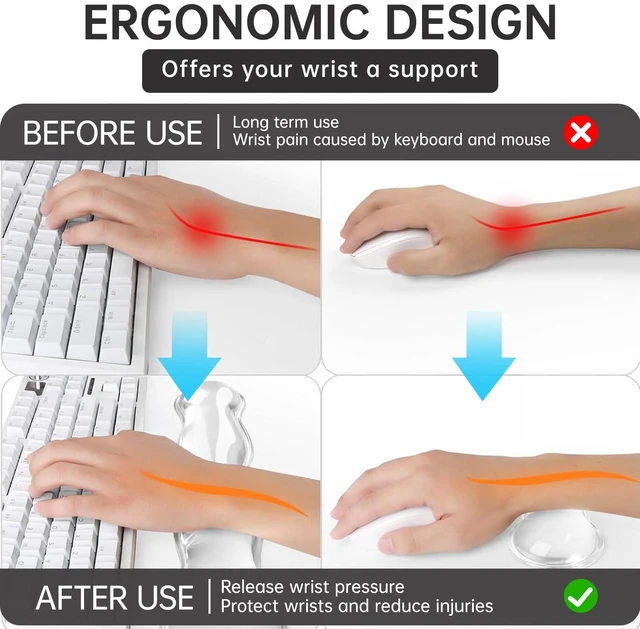 Alt view image 2 of 7 - Mouse Pad with Wrist Rest, Soft Cloud Gel Keyboard Mouse Pad Set with Hand Wrist Support, Cute Non Slip Office Desk Accessories for Comfort/Pain Relief/Computer/Laptop (Clear Wave)