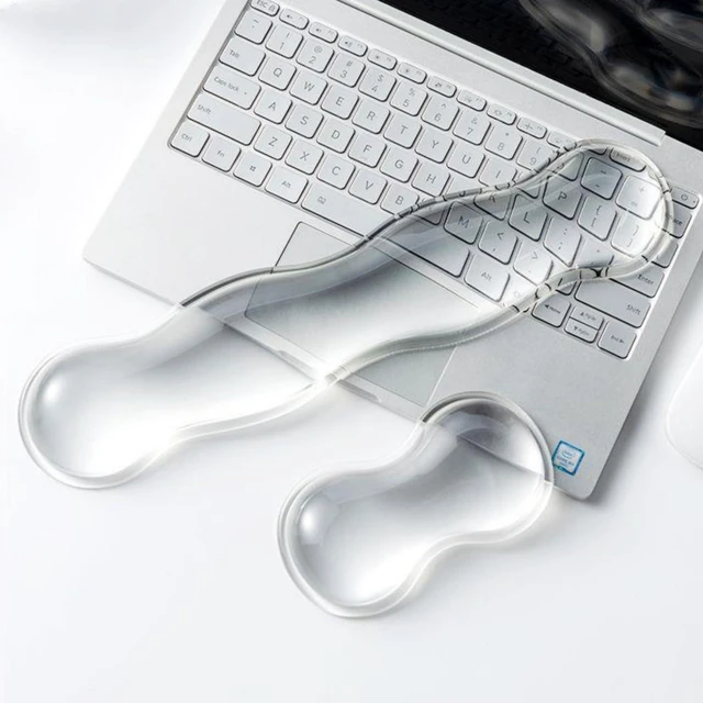 Alt view image 6 of 7 - Mouse Pad with Wrist Rest, Soft Cloud Gel Keyboard Mouse Pad Set with Hand Wrist Support, Cute Non Slip Office Desk Accessories for Comfort/Pain Relief/Computer/Laptop (Clear Wave)