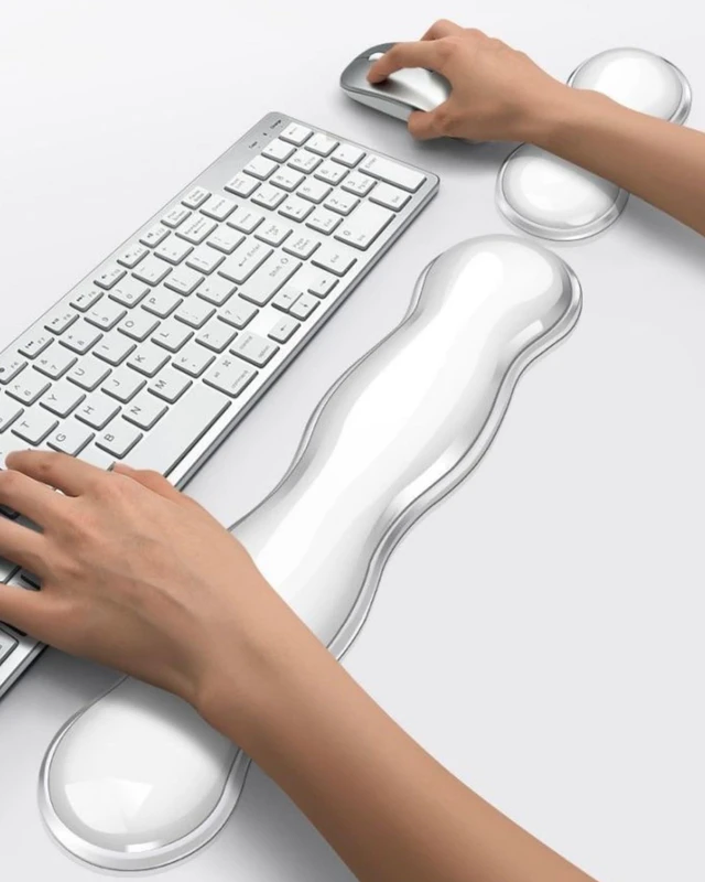 Alt view image 7 of 7 - Mouse Pad with Wrist Rest, Soft Cloud Gel Keyboard Mouse Pad Set with Hand Wrist Support, Cute Non Slip Office Desk Accessories for Comfort/Pain Relief/Computer/Laptop (Clear Wave)