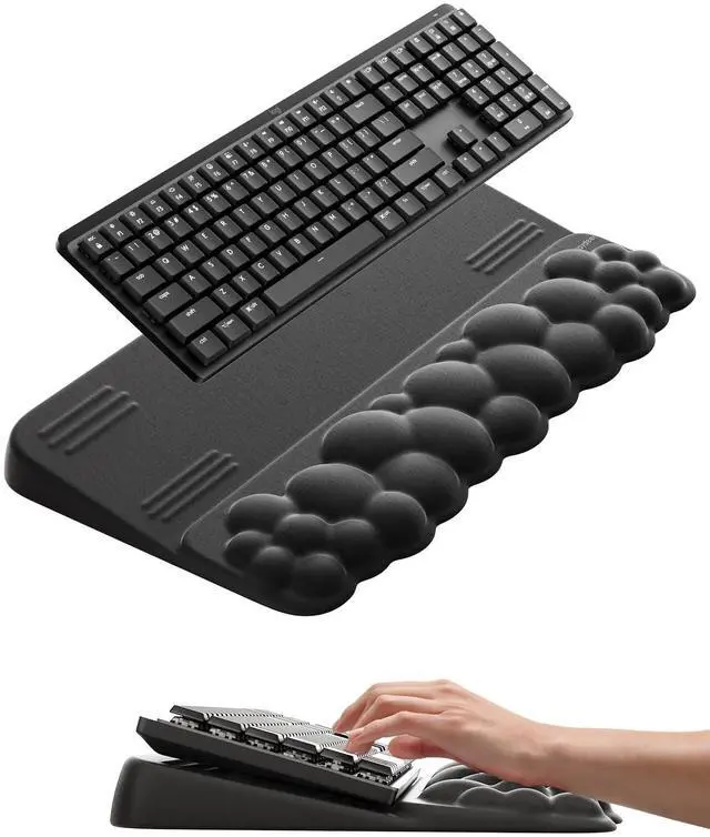 Main image of Cloud Wrist Rest with Keyboard Stand, Computer Wrist Support Pad Soft Memory Foam, Ergonomic Keyboard Riser Holder Lifter Tilted Wrist Cushion for Desk, Palm Hand Typing for Office Home Gaming