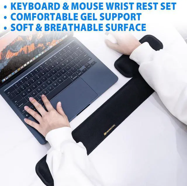 Alt view image 2 of 7 - ! Ergonomic Keyboard Wrist Rest and Mouse Pad Set