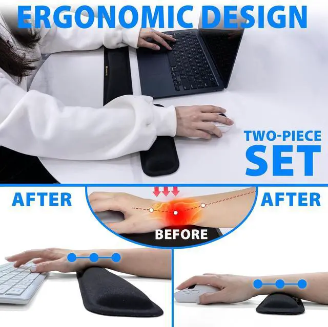 Alt view image 6 of 7 - ! Ergonomic Keyboard Wrist Rest and Mouse Pad Set