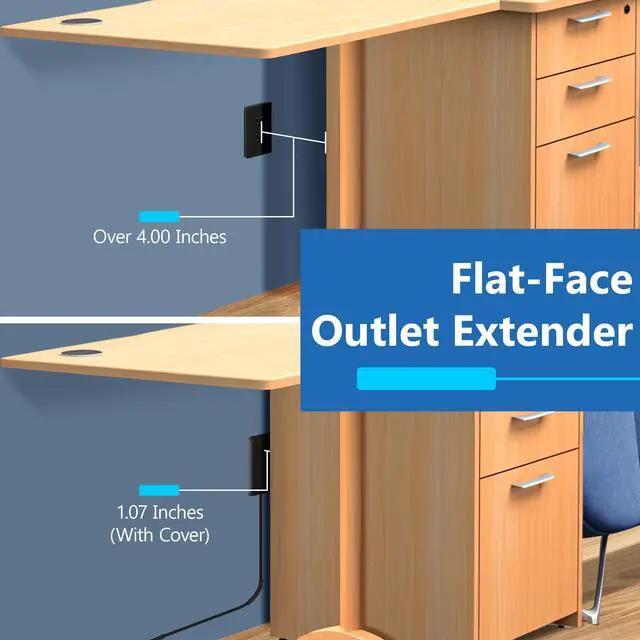 Alt view image 5 of 7 - Surge Protected Outlet Extender, 4-Outlet Power Strip, 1 USB-A & 1 USB-C, Surge Protector 1500J, Ultra-Thin Wall Plate Plug with Cord Extender, 5ft Cord, 1625W, ETL Listed, Matte Black