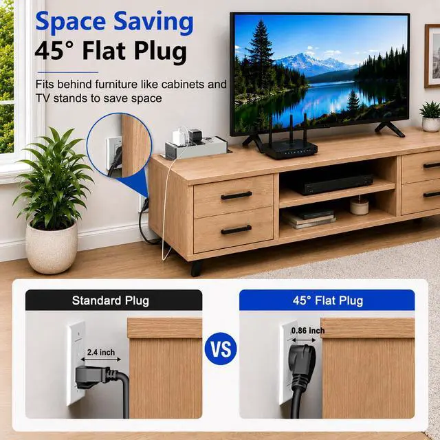 Alt view image 5 of 7 - Heavy Duty Surge Protector Power Strip 2500J, 15A 1875W 6 Outlets Extension Cord 4FT 14AWG with Flat Plug, Metal Power Strip for Kitchen Appliances, Workshop, Garage & Office (Gray, 4FT)