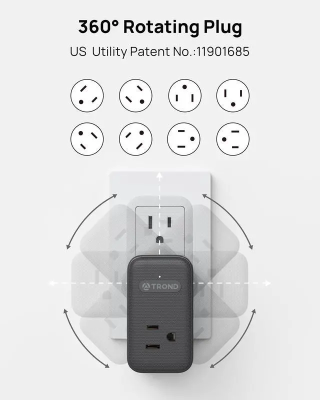 Alt view image 3 of 7 - 2 Pack Outlet Extender with USB, 3 Way Plug Adapter with 360 Rotating Plug, Outlet Splitter with 2 PD 20W USB C Charger, Small Charging Station for Home Dorm Room Travel Cruise Essentials