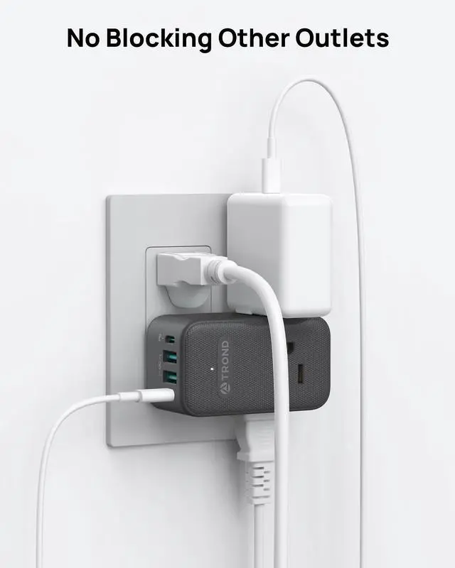 Alt view image 4 of 7 - 2 Pack Outlet Extender with USB, 3 Way Plug Adapter with 360 Rotating Plug, Outlet Splitter with 2 PD 20W USB C Charger, Small Charging Station for Home Dorm Room Travel Cruise Essentials