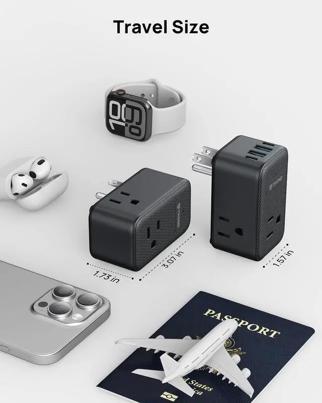 Alt view image 7 of 7 - 2 Pack Outlet Extender with USB, 3 Way Plug Adapter with 360 Rotating Plug, Outlet Splitter with 2 PD 20W USB C Charger, Small Charging Station for Home Dorm Room Travel Cruise Essentials