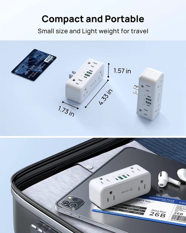 Alt view image 7 of 7 - 360° Rotating Wall Outlet Extender 2 Pack with 6 Outlet Splitter 900J Surge Protector, 2 PD20W USB C Charger and 2 USB A Ports, 3-Way Sideways Plug Adapter for Kitchen, Bathroom, Bedroom