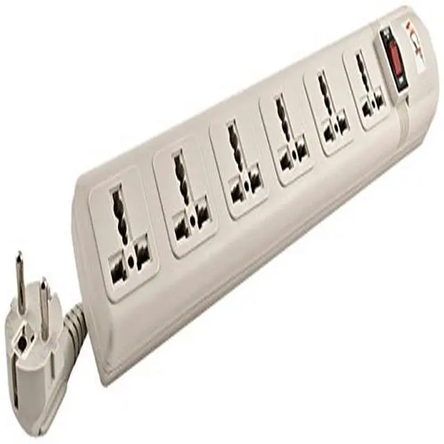 Main image of 220V/240V AC 13A Universal Surge Protector / Power Strip with 6 Universal Outlets. 50Hz/60Hz - 450 Joules. Max. 4000 Watt Capacity - Heavy Duty European Cord