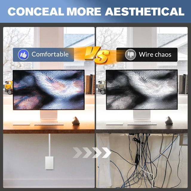 Alt view image 3 of 7 - Outlet Concealer Power Strip-Outlet Cover Extender Outlets-8ft Flat Plug Extension Cord,Universal Size,1625W for Kitchen, Home and Office (8ft (Multi Ports,3 AC,2 USB&Type-C))
