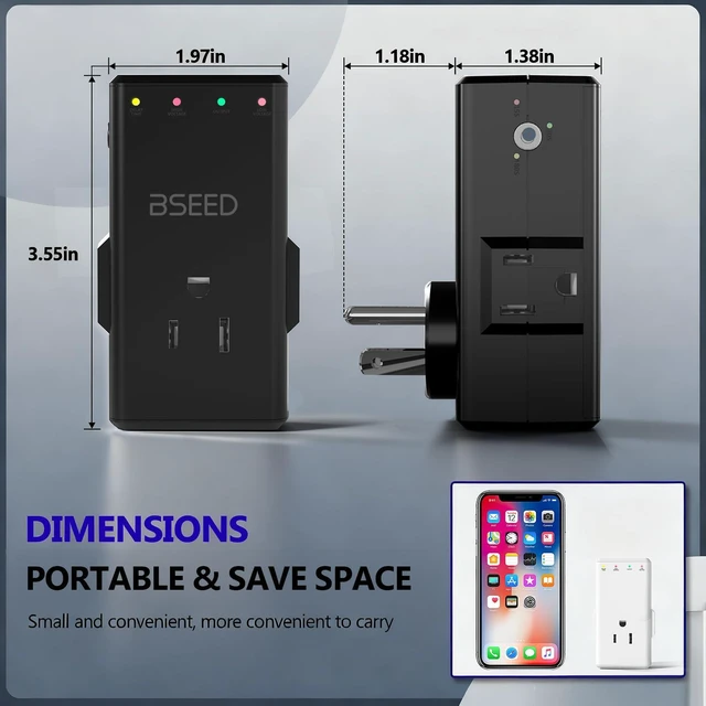 Alt view image 6 of 7 - 4-Outlet Surge Protector with 350° Rotatable Plug - Voltage Protector for Refrigerator,TV, PC and Home Appliance, Light Indicators, Overload Protection, Space-Saving, 15A, 120V, Black, 4 Pack