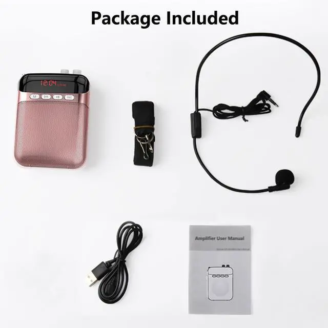 Alt view image 7 of 7 - Portable Voice Amplifier for Teachers with Bluetooth, 2400mAh Rechargeable Headset Microphone Amplifier and Waistand,Portable Meagaphone Speaker Mic for Teachers,Tour Guides,Classroom,Yoga(Rose)