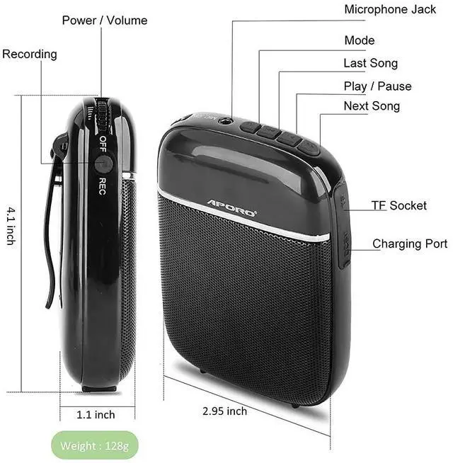 Alt view image 2 of 7 - Portable Bluetooth Voice Amplifier, Voice Amplifier for Teachers Lightweight Personal Microphone with Speaker Wired Headset, Apply to Classroom, Elderly, Coaches, Training, Presentation, Tour Guide