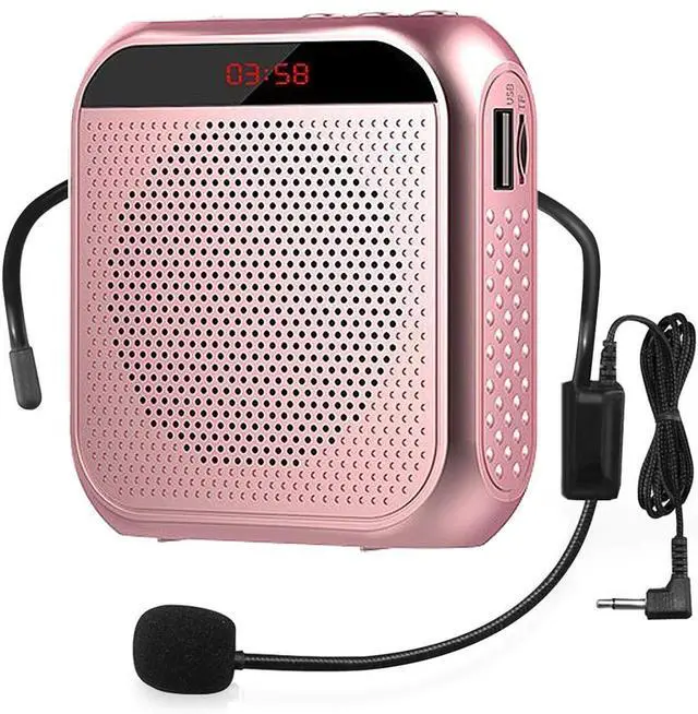 Main image of Portable Voice Amplifier with Wired Microphone Headset Rechargeable PA System Speaker Personal Microphone Speech Amplifier Power Amplifiers Loudspeaker for Teachers/Metting/Tour Guide (Rose Gold)