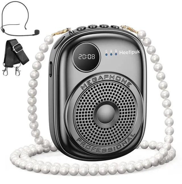 Main image of Portable Voice Amplifier Wired Microphone and Speaker,PA System Voice Amplifier with Mic Headset for Teachers,Speech,Tour Guides,Coaches,Yoga, Fitness Instructors Bluetooth 5.0 TF Card (Black)