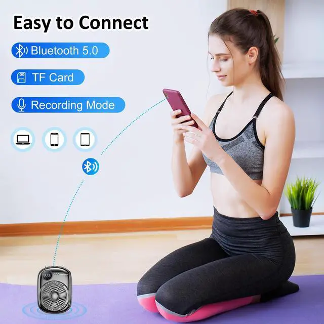 Alt view image 5 of 7 - Portable Voice Amplifier Wired Microphone and Speaker,PA System Voice Amplifier with Mic Headset for Teachers,Speech,Tour Guides,Coaches,Yoga, Fitness Instructors Bluetooth 5.0 TF Card (Black)