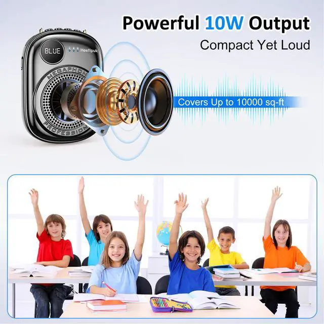 Alt view image 3 of 7 - Portable Voice Amplifier Wired Microphone and Speaker,PA System Voice Amplifier with Mic Headset for Teachers,Speech,Tour Guides,Coaches,Yoga, Fitness Instructors Bluetooth 5.0 TF Card (Black)