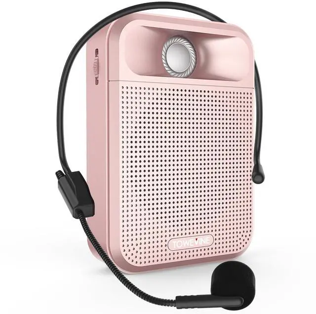 Main image of Voice Amplifier, Rechargeable Microphone for Teachers, Portable Speaker with Headset and Waistband for Classroom, Singing, Coach, Training, Presentation, Tour Guide (Pink)