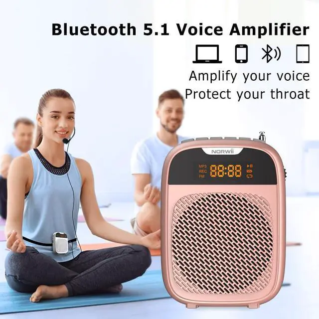 Alt view image 5 of 7 - Mini Voice Amplifier Portable Rechargeable Bluetooth Speaker 4000mAh with Wired Microphone Headset PA System Personal Voice Amplifier for Teachers, Tour Guides, Meeting, Coaches (Rose Gold)