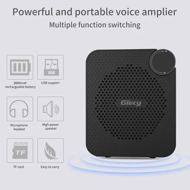 Alt view image 6 of 7 - Portable Voice Amplifier with Wired Microphone Headset, Rechargeable PA System Speaker Personal Microphone, Speech Amplifier Power Amplifiers Loudspeaker for Teachers/Metting/Tour Guide