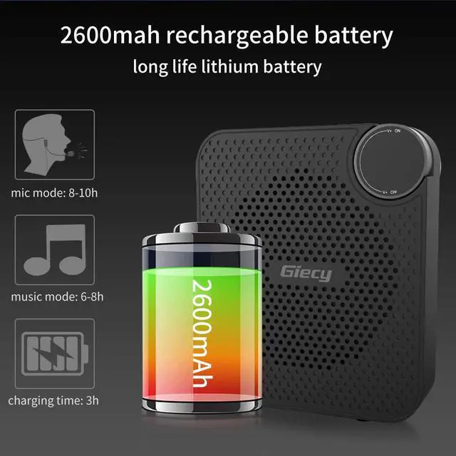 Alt view image 5 of 7 - Portable Voice Amplifier with Wired Microphone Headset, Rechargeable PA System Speaker Personal Microphone, Speech Amplifier Power Amplifiers Loudspeaker for Teachers/Metting/Tour Guide